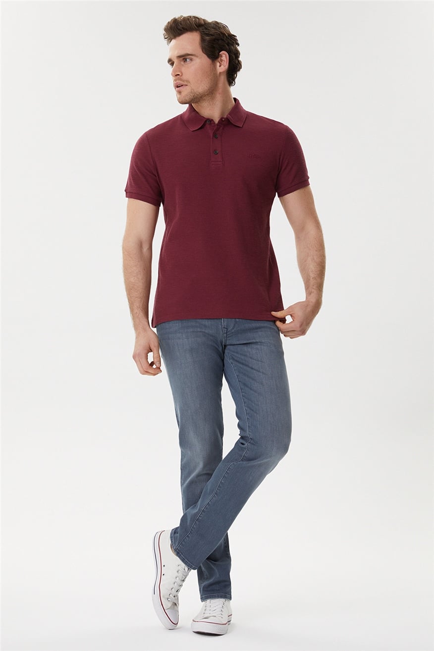 Tylen Erkek %100 Pamuk Polo Yaka T-Shirt Mürdüm