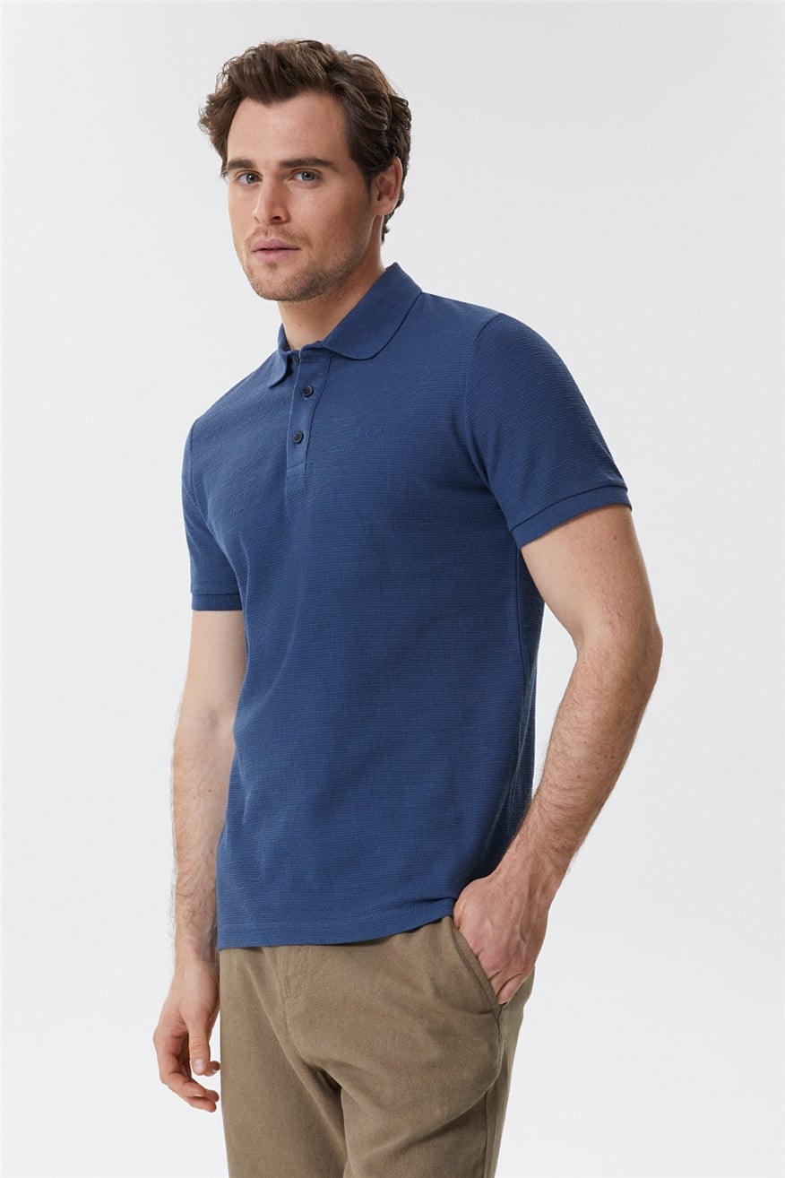 Tylen Erkek %100 Pamuk Polo Yaka T-Shirt Açık Lacivert