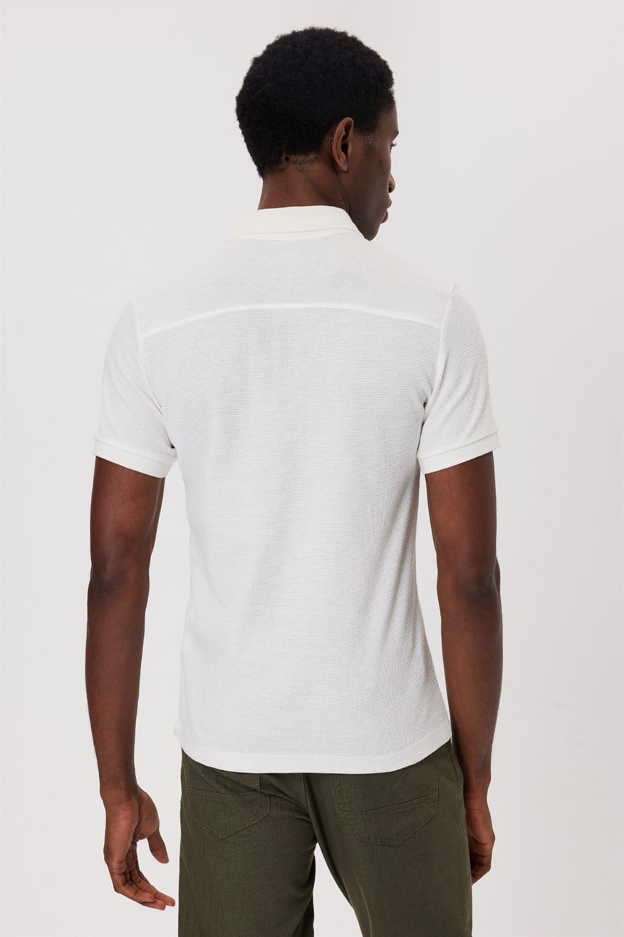 Tylen Erkek %100 Pamuk Polo Yaka T-Shirt Ekru