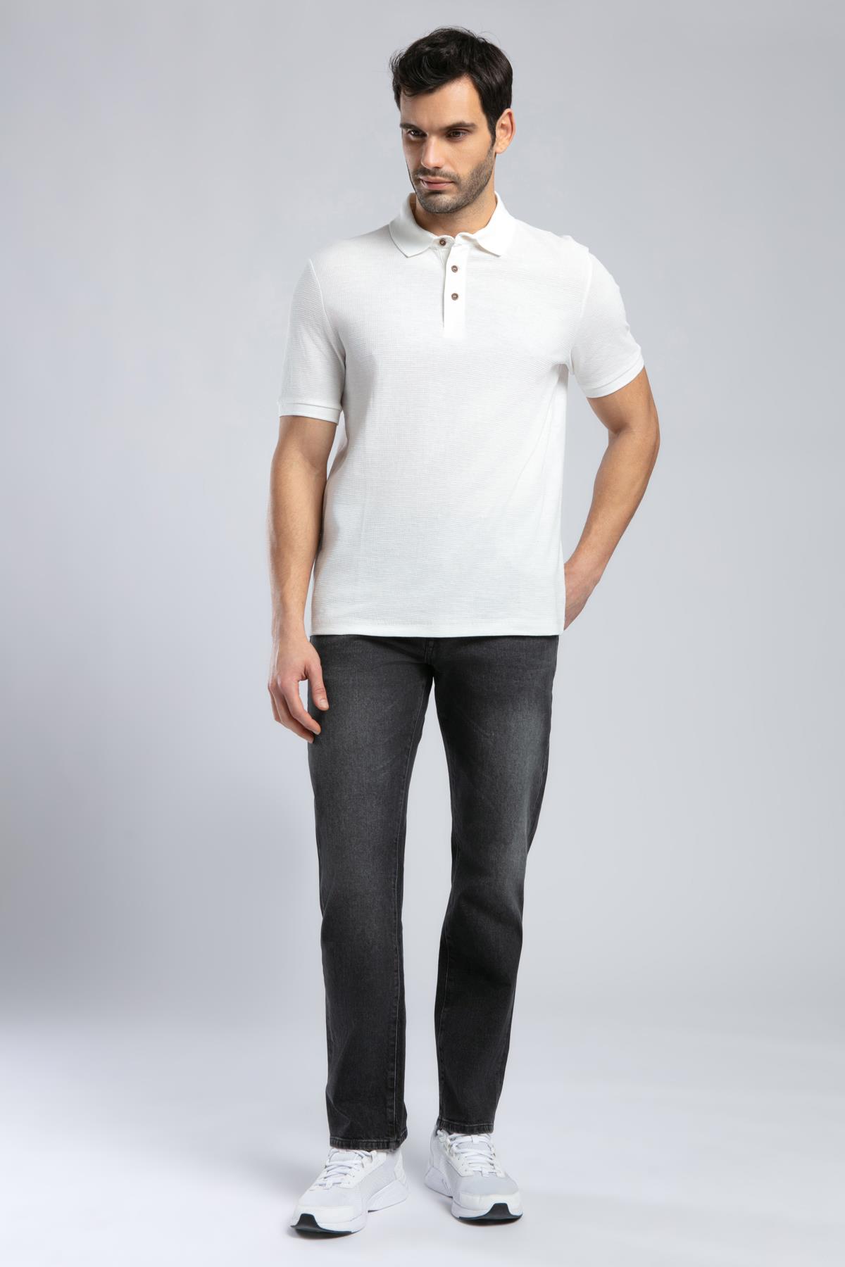 Tyler Erkek %100 Pamuk Polo Yaka T-Shirt Ekru