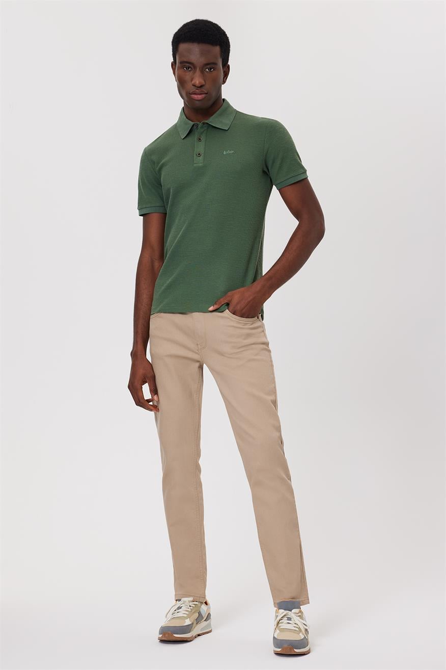 Tylen Erkek %100 Pamuk Polo Yaka T-Shirt Haki