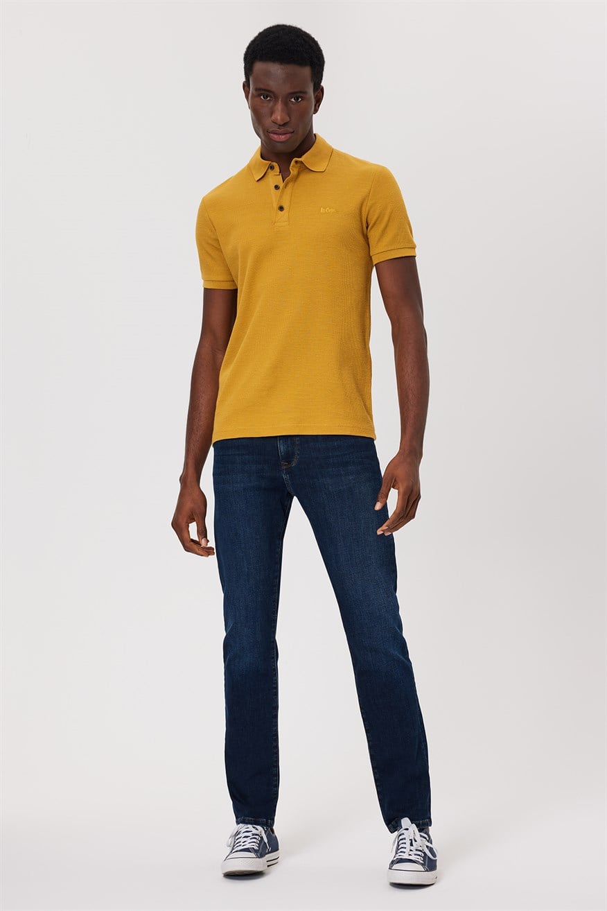 Tylen Erkek %100 Pamuk Polo Yaka T-Shirt Hardal