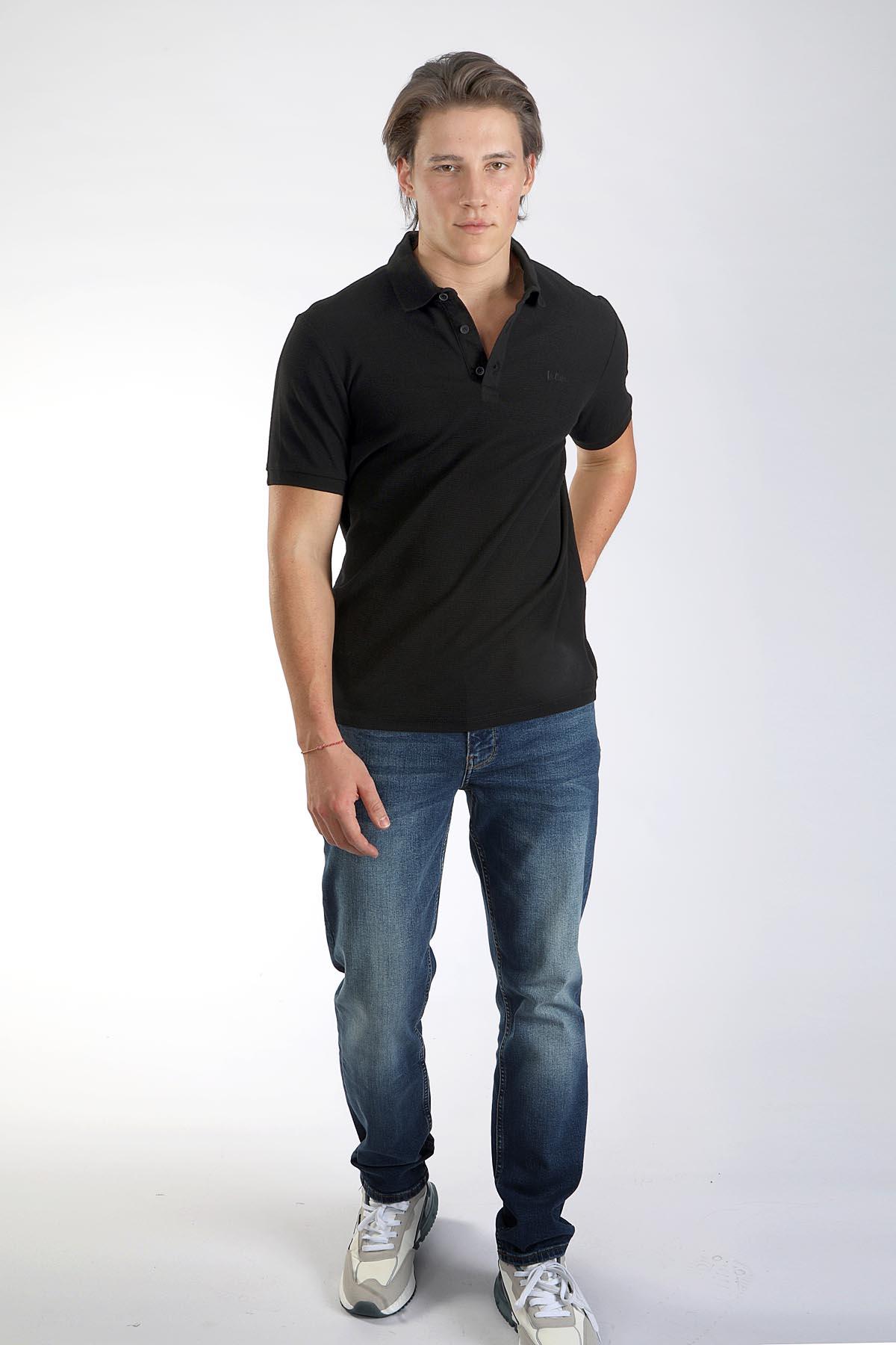 Tylen Erkek %100 Pamuk Polo Yaka T-Shirt Siyah