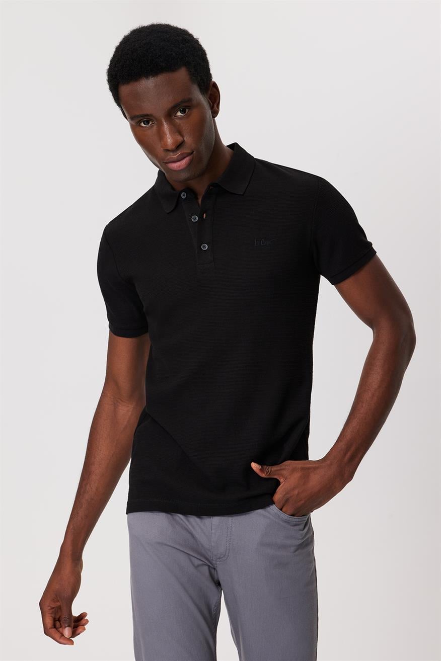 Tylen Erkek %100 Pamuk Polo Yaka T-Shirt Siyah