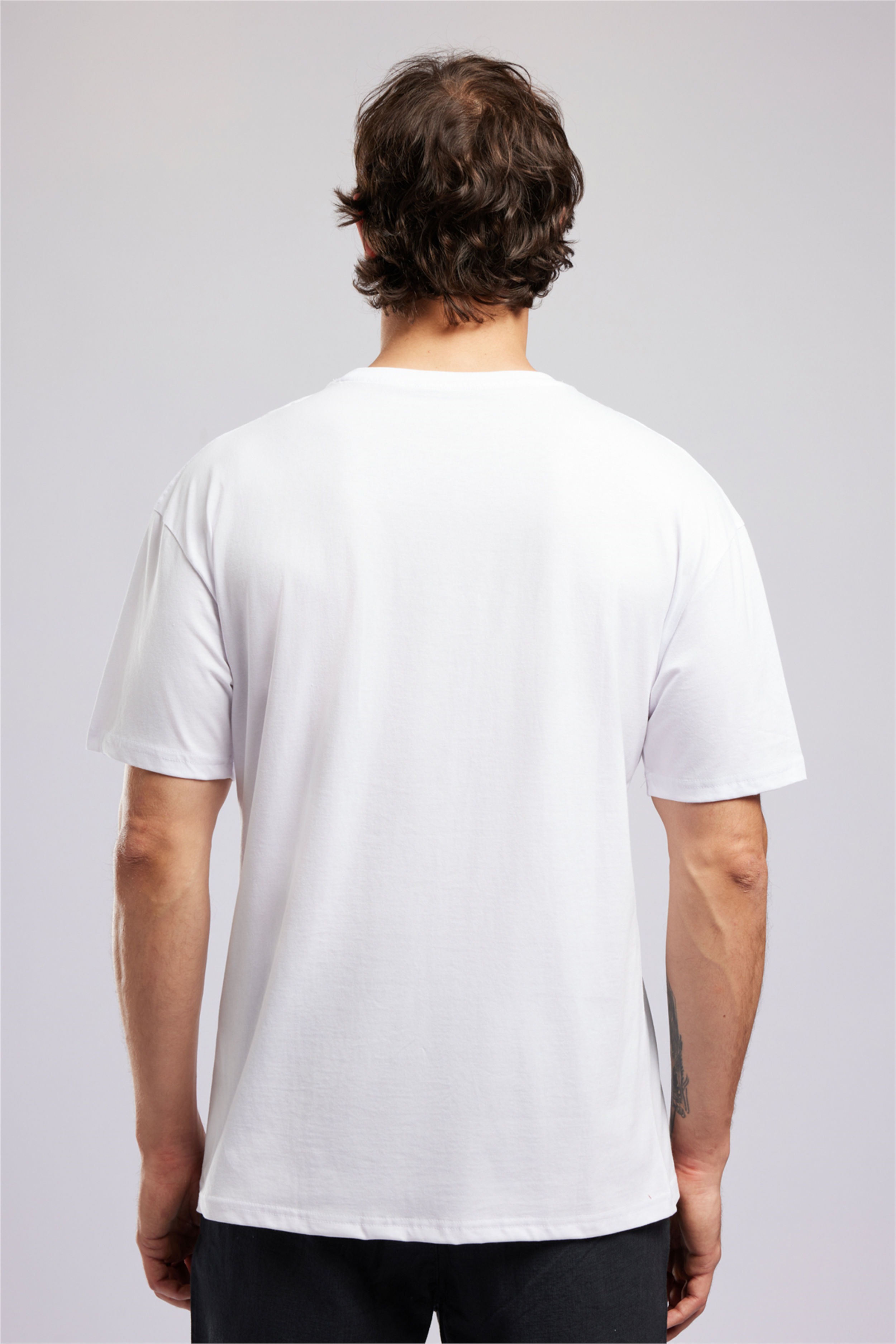 ULRIC Erkek Loose %100 Pamuk Baskılı Bisiklet Yaka T-Shirt Beyaz