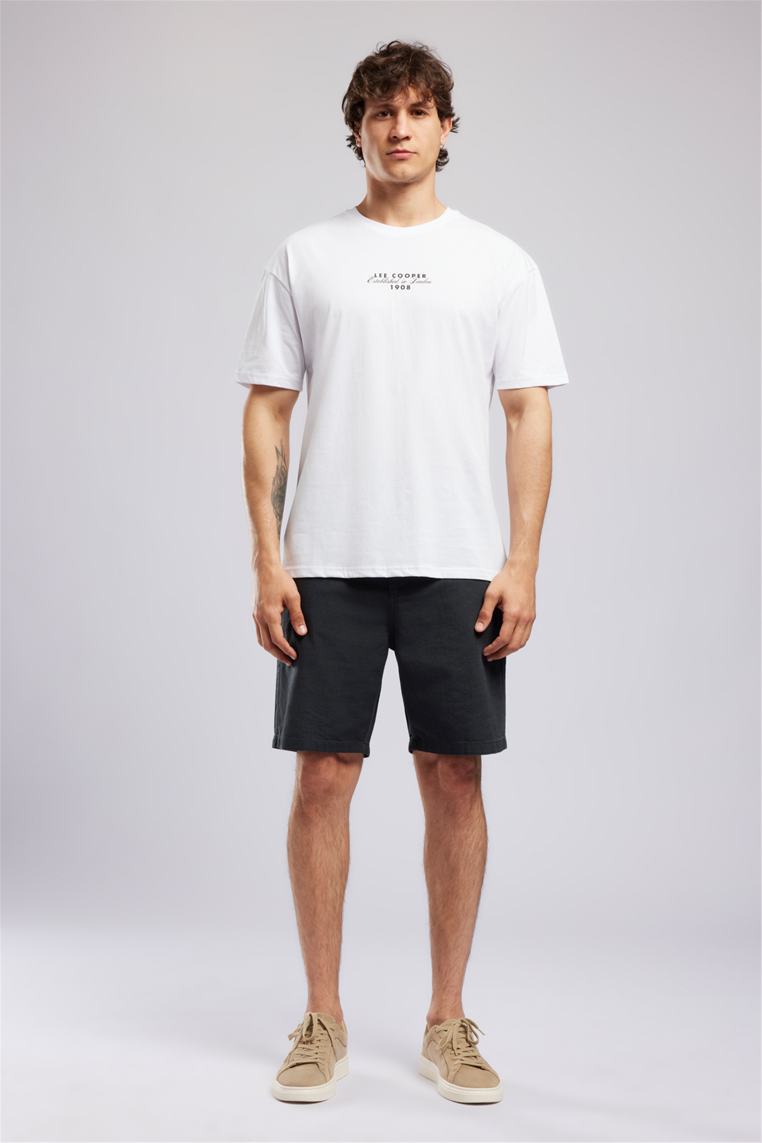 ULRIC Erkek Loose %100 Pamuk Baskılı Bisiklet Yaka T-Shirt Beyaz