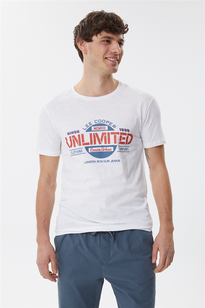 Unlimited Erkek O Yaka T-Shirt Beyaz
