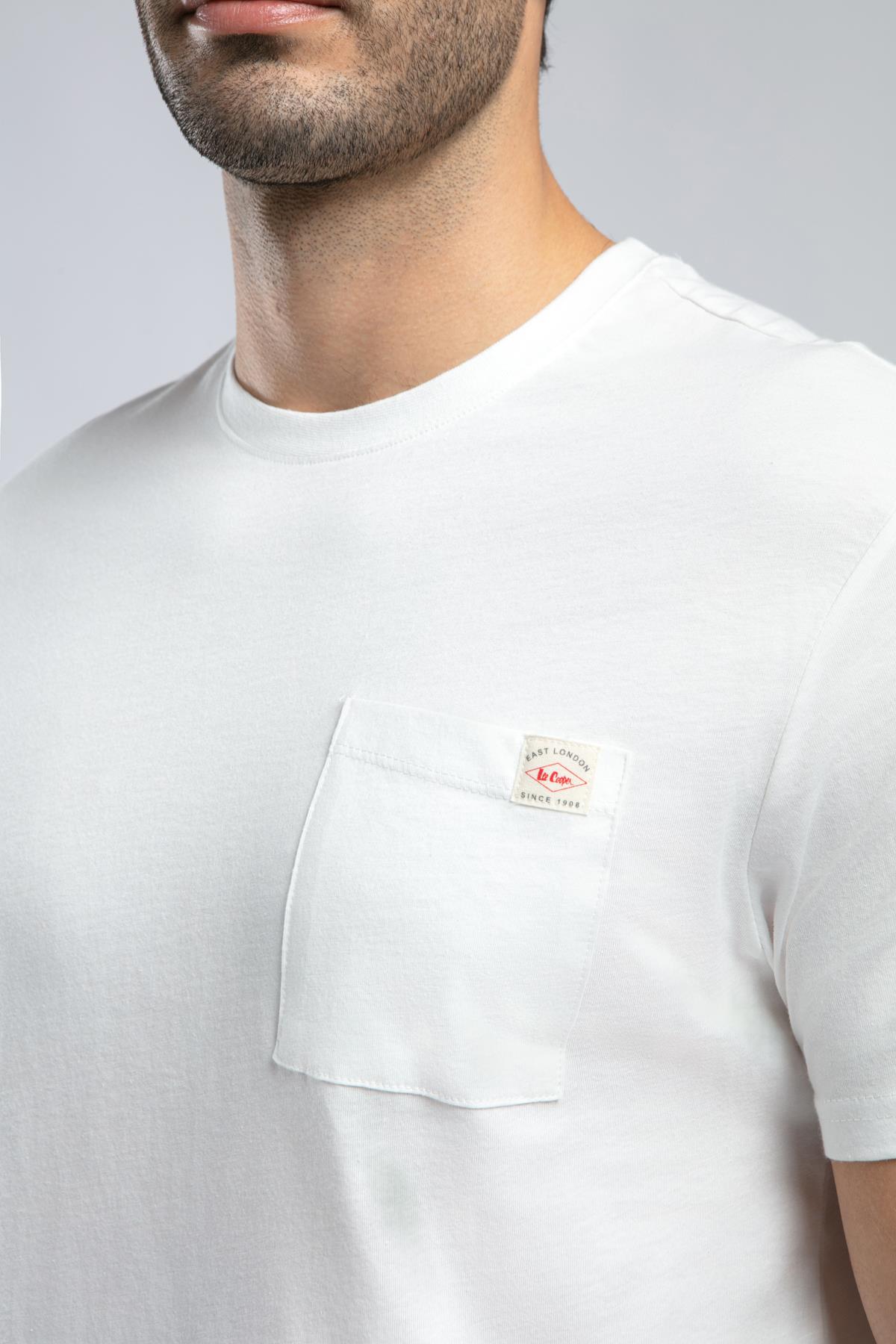 Vincent Erkek %100 Pamuk O Yaka T-Shirt Ekru