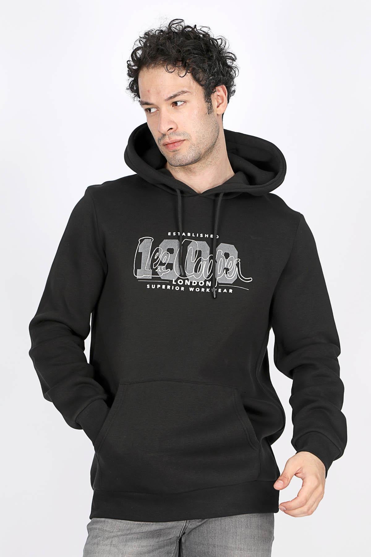 Washington Erkek Kapüşonlu Sweatshirt Siyah