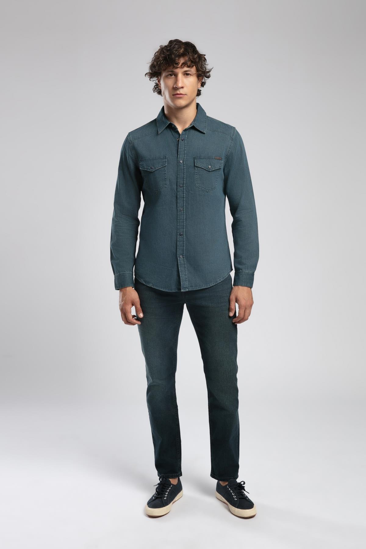 Worner 2 Erkek %100 Pamuk Jean Gömlek