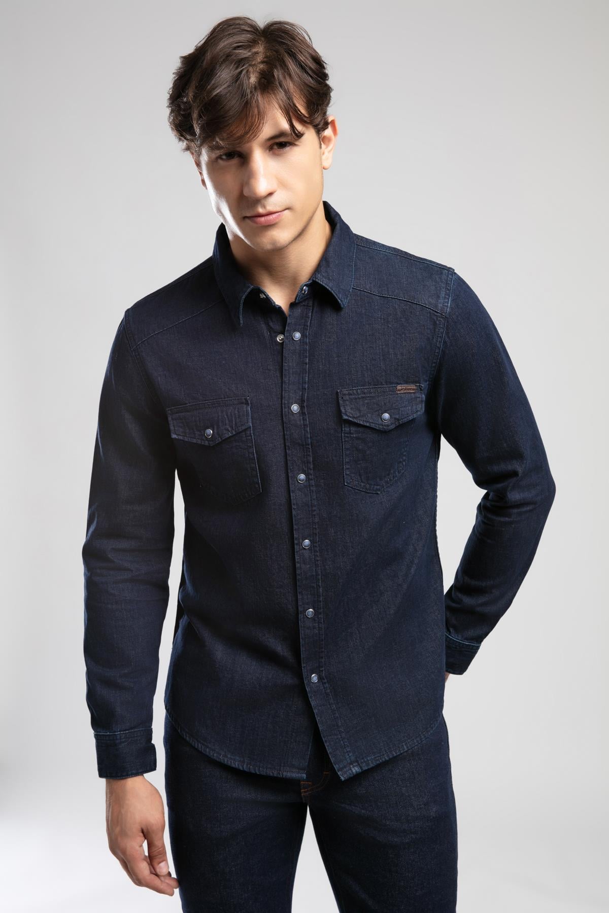 Worner 3 Erkek Jean Gömlek Denim