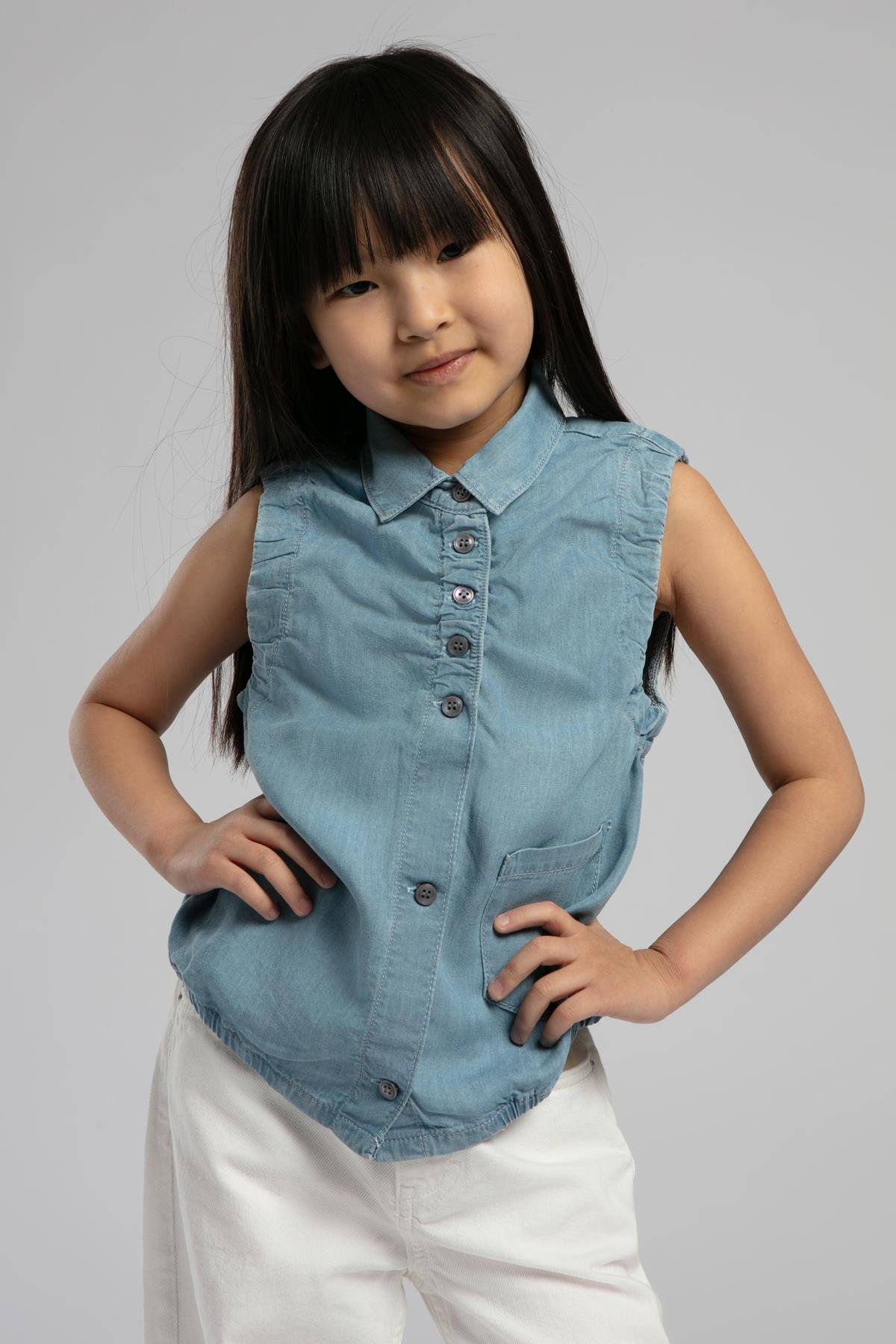 York Kız Çocuk Jean Gömlek