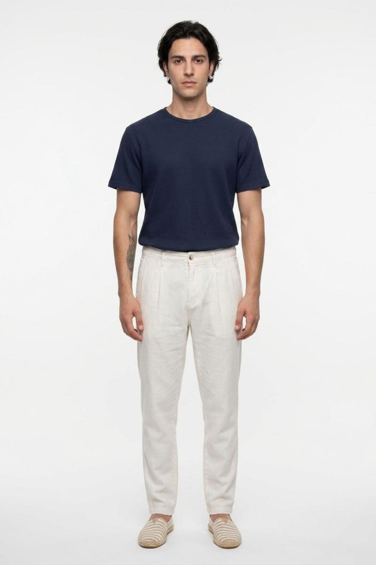 Zarse Erkek Regular Tapered Fit Pantolon Beyaz