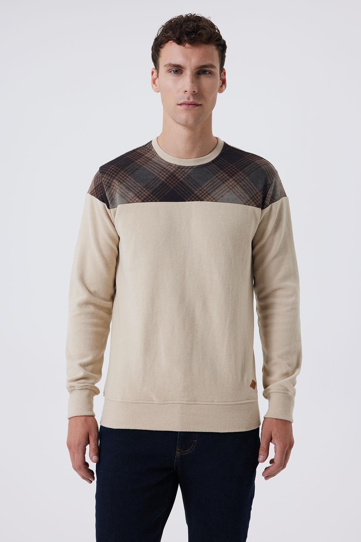 Zayn Erkek Selanik Sweatshırt Bej-Kahve 