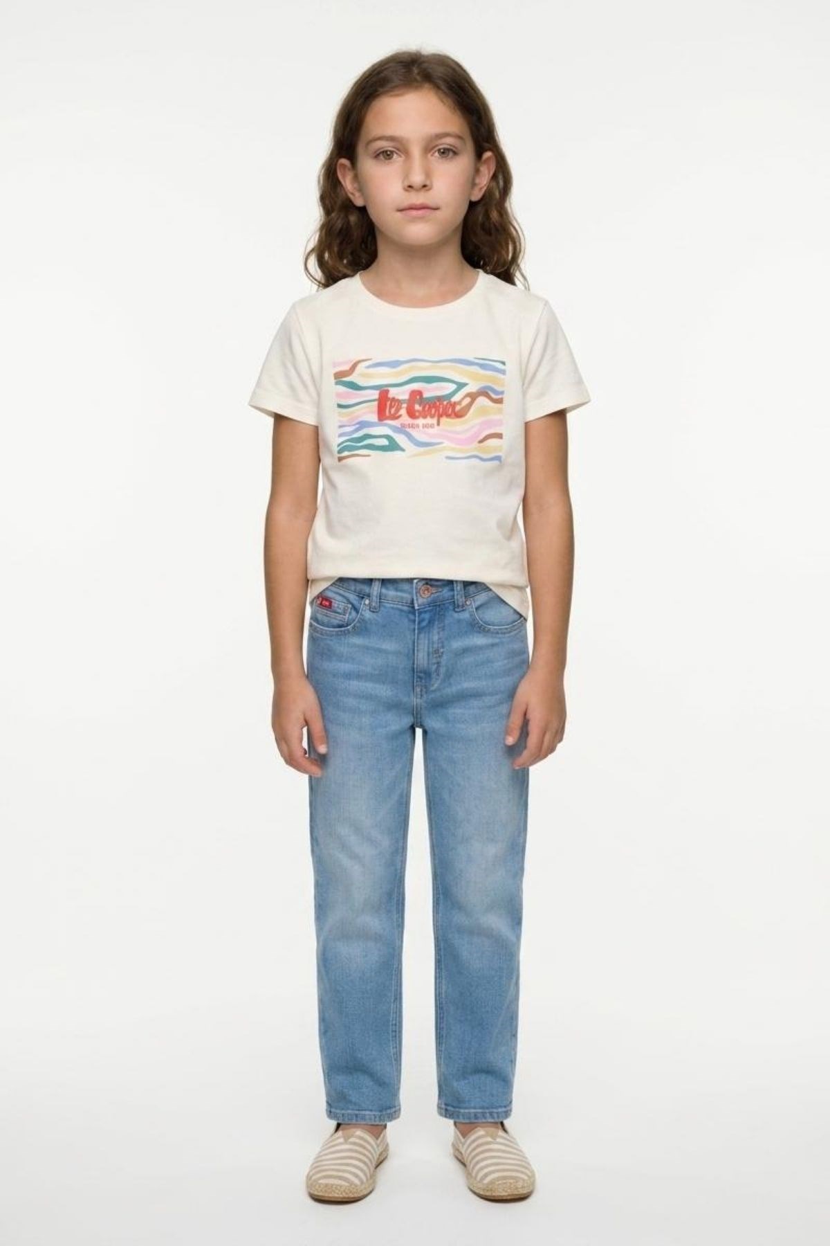 ZEBRANA Kız Çocuk Baskılı Bisiklet Yaka T-Shirt Ekru