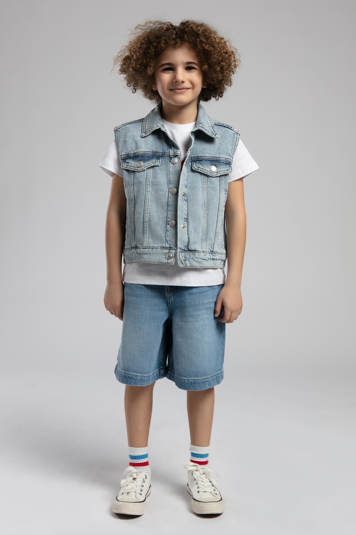 Zion Unisex Çocuk Yelek Denim