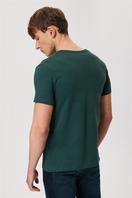 Against Erkek %100 Pamuk O Yaka T-Shirt Yeşil
