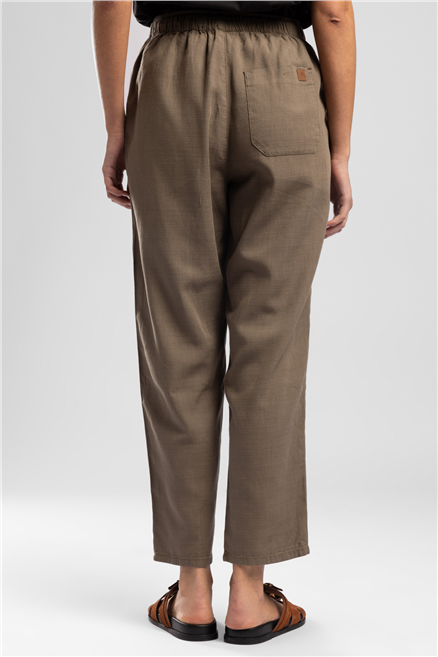 Alberta Kadın Tapered Fit Pamuklu Pantolon Vizon