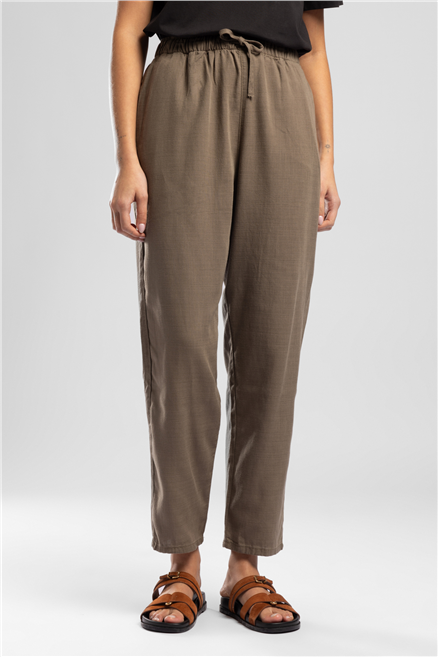 Alberta Kadın Tapered Fit Pamuklu Pantolon Vizon
