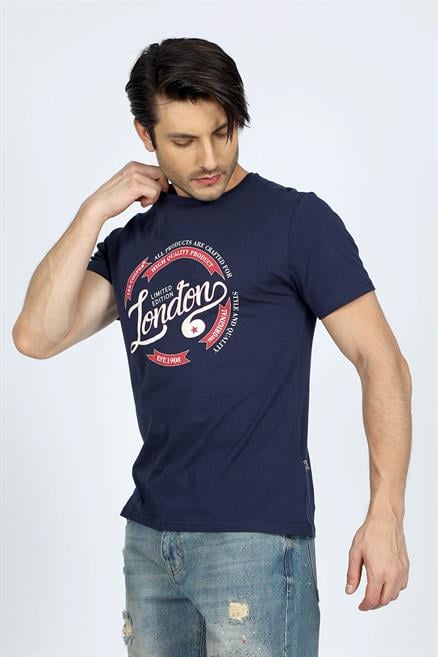 Alista Erkek %100 Pamuk O Yaka T-Shirt Lacivert