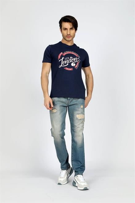 Alista Erkek %100 Pamuk O Yaka T-Shirt Lacivert