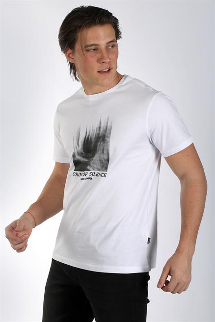 Alvin Erkek %100 Pamuk O Yaka T-Shirt Beyaz