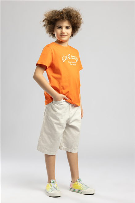 Antıque Erkek Çocuk Basic Bisiklet Yaka T-Shirt Turuncu