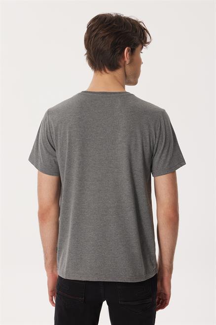 Authen Erkek %100 Pamuk O Yaka T-Shirt Antrasit