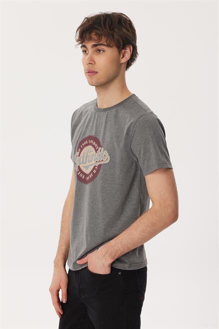 Authen Erkek %100 Pamuk O Yaka T-Shirt Antrasit