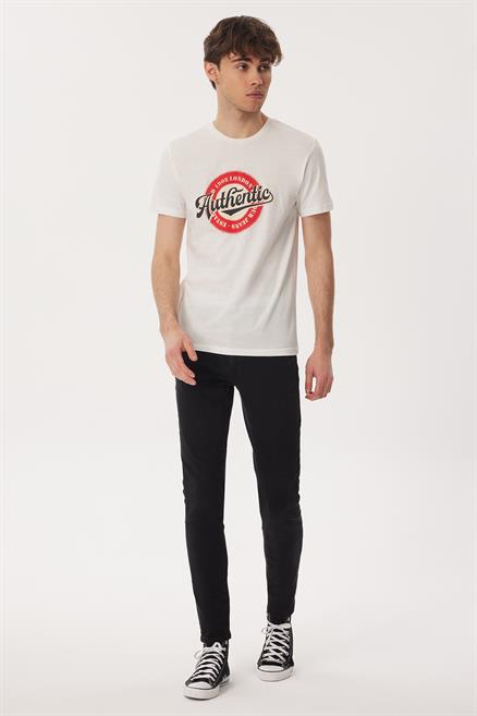 Authen Erkek %100 Pamuk O Yaka T-Shirt Beyaz
