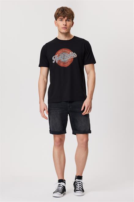 Authen Erkek %100 Pamuk O Yaka T-Shirt Siyah