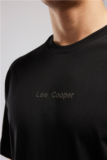 Aylex Erkek Loose %100 Pamuk Baskılı Bisiklet Yaka T-Shirt Siyah