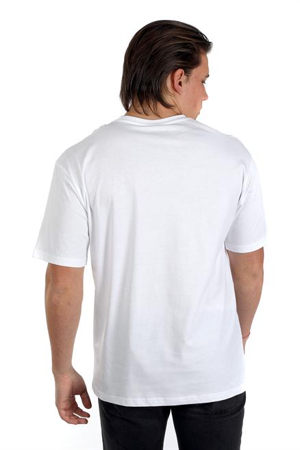 Aylex Erkek %100 Pamuk O Yaka T-Shirt Beyaz