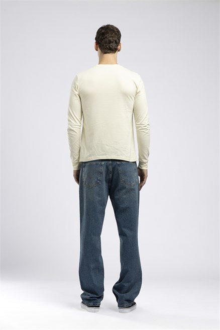 Baggy Erkek Loose Straight Yüksek Bel Jean Mavi