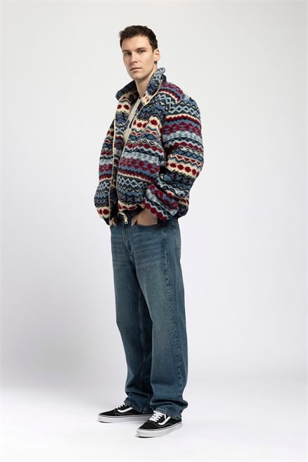 Baggy Erkek Loose Straight Yüksek Bel Jean Mavi