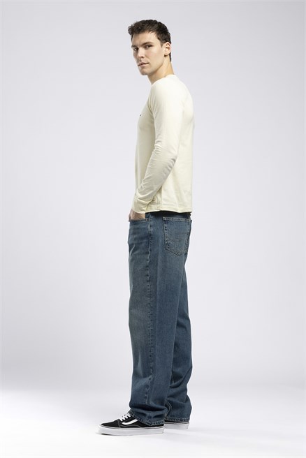 Baggy Erkek Loose Straight Yüksek Bel Jean Mavi