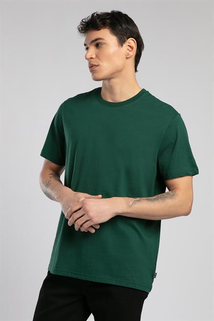 Baselo Erkek %100 Pamuk O Yaka T-Shirt Zümrüt