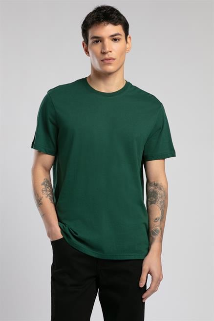 Baselo Erkek %100 Pamuk O Yaka T-Shirt Zümrüt