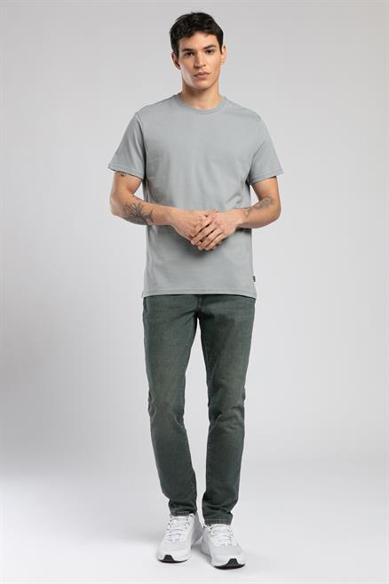 Baselo Erkek %100 Pamuk O Yaka T-Shirt Gri