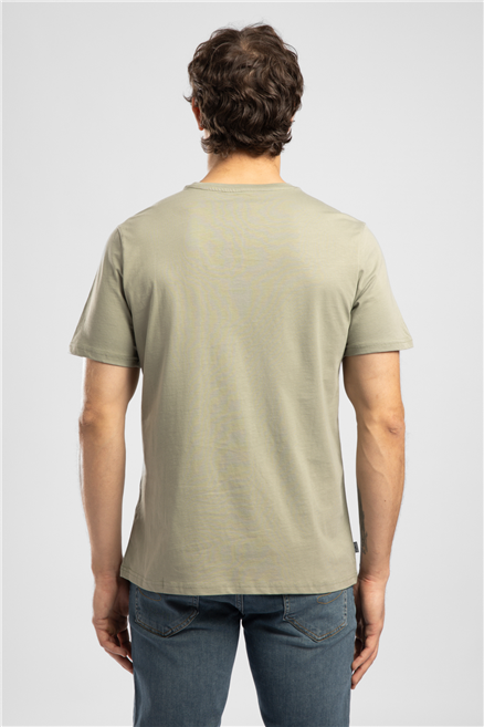 Baselo Erkek Regular Fit %100 Pamuk Basic Bisiklet Yaka T-Shirt Yeşil