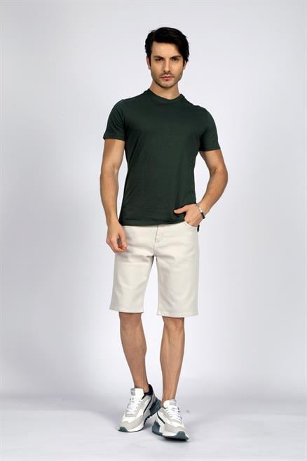 Baselo Erkek %100 Pamuk O Yaka T-Shirt Zümrüt Yeşili