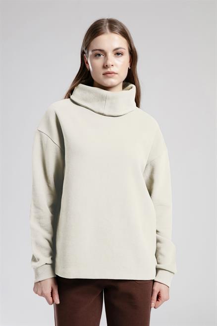Beckıe Kadın Balıkçı Yaka Sweatshirt Ekru