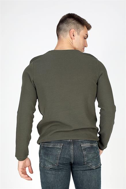Ben Erkek %100 Pamuk O Yaka Sweatshirt Haki