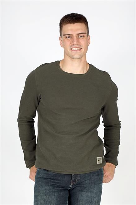 Ben Erkek %100 Pamuk O Yaka Sweatshirt Haki