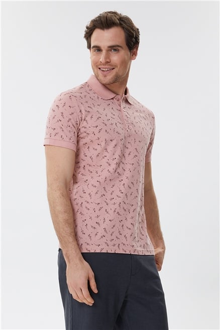 Bernard Erkek %100 Pamuk Polo Yaka T-Shirt Gül Kurusu