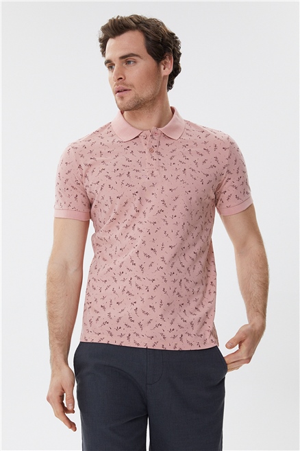 Bernard Erkek %100 Pamuk Polo Yaka T-Shirt Gül Kurusu