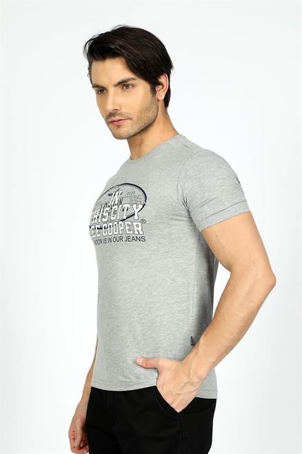Bernt Erkek %100 Pamuk O Yaka T-Shirt Gri Melanj