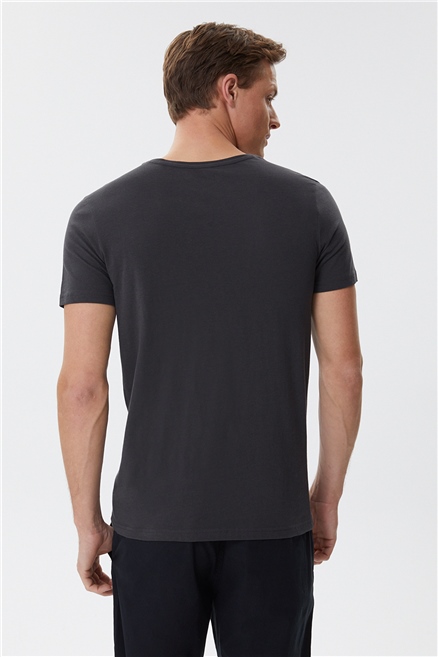 Bert Erkek %100 Pamuk Bisiklet Yaka T-Shirt Antrasit