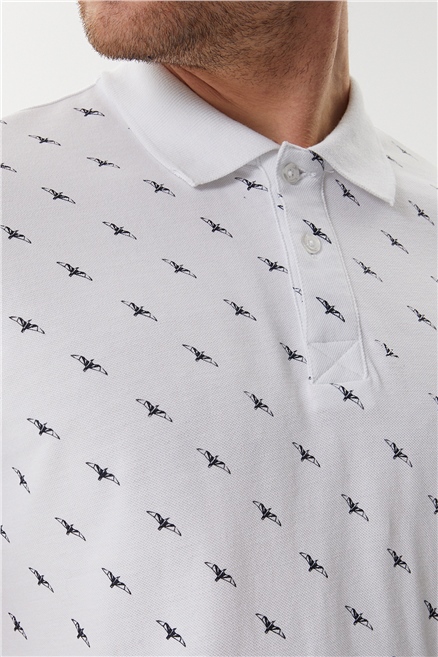 Bobby Erkek %100 Pamuk Polo Yaka T-Shirt Beyaz