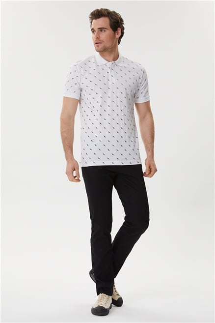 Bobby Erkek %100 Pamuk Polo Yaka T-Shirt Beyaz